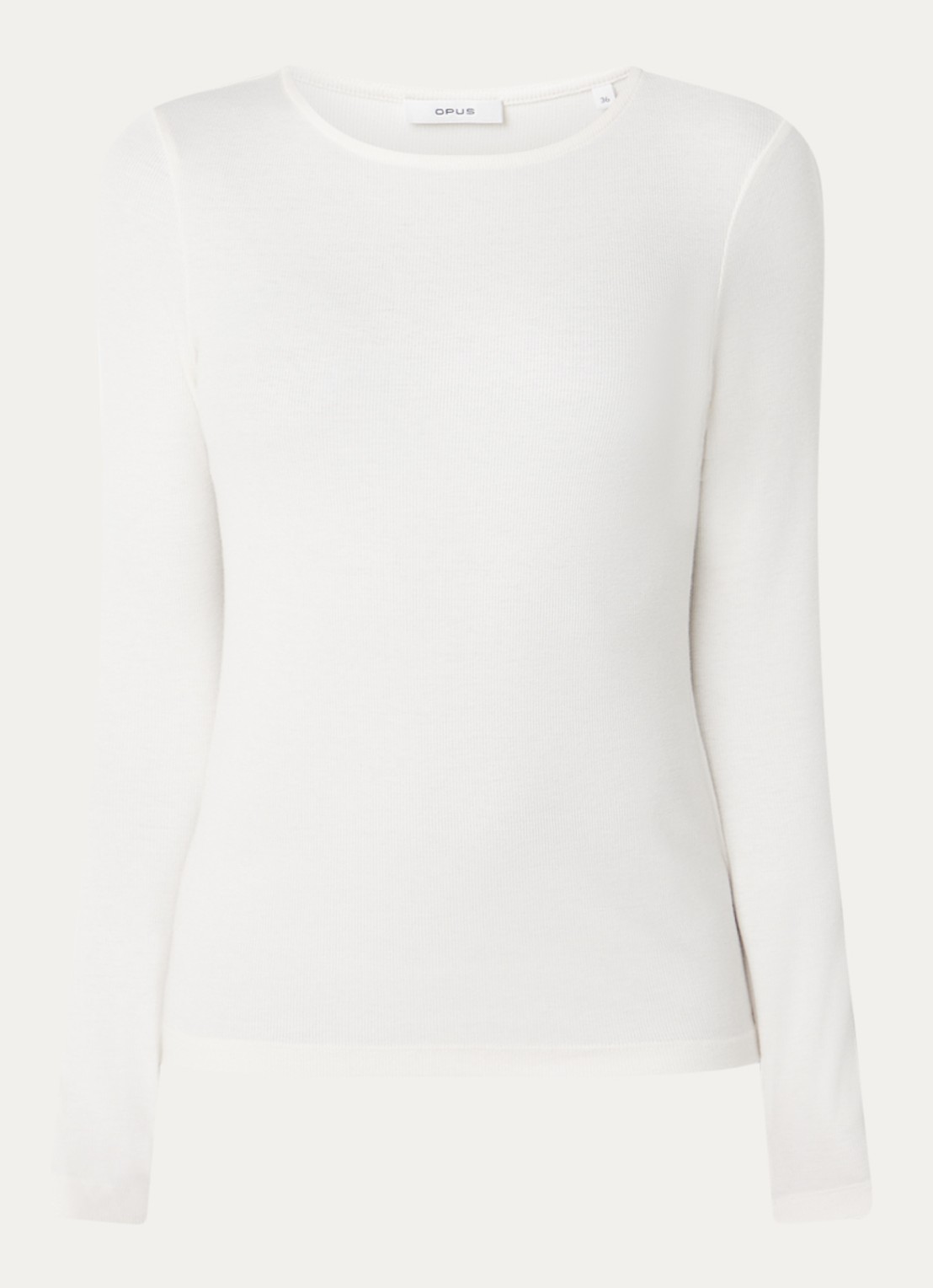 OPUS Smallo longsleeve van jersey - voorkant 3 gebroken wit