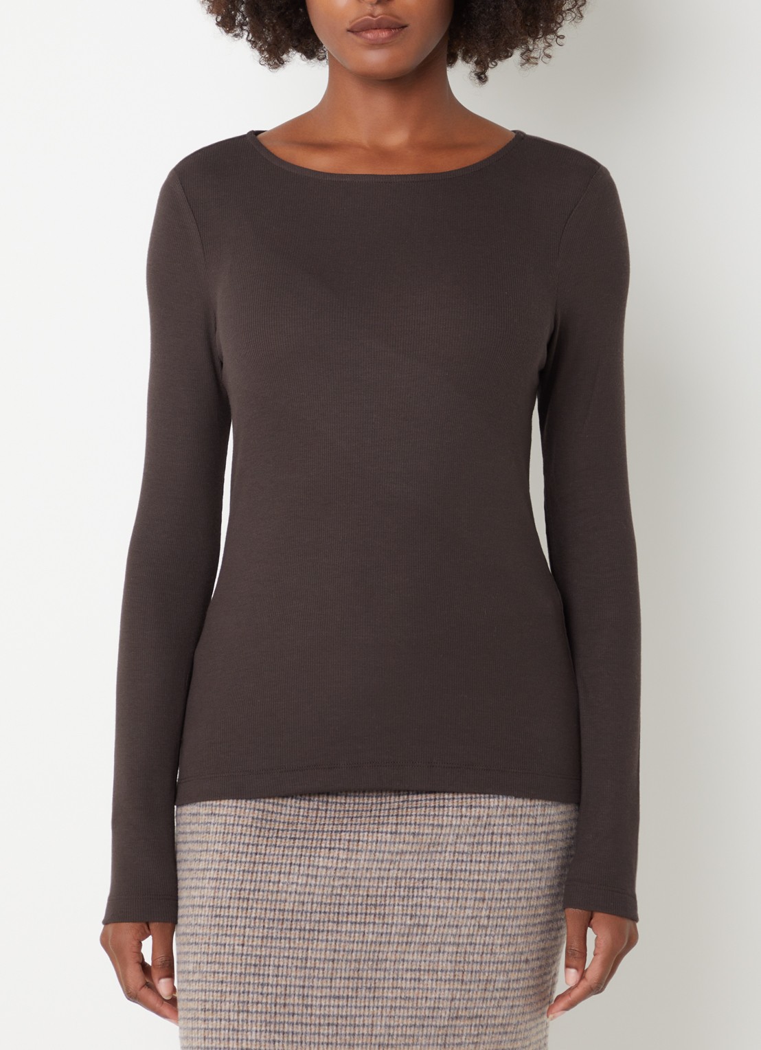OPUS Smallo longsleeve van jersey - detail 4 donkerbruin