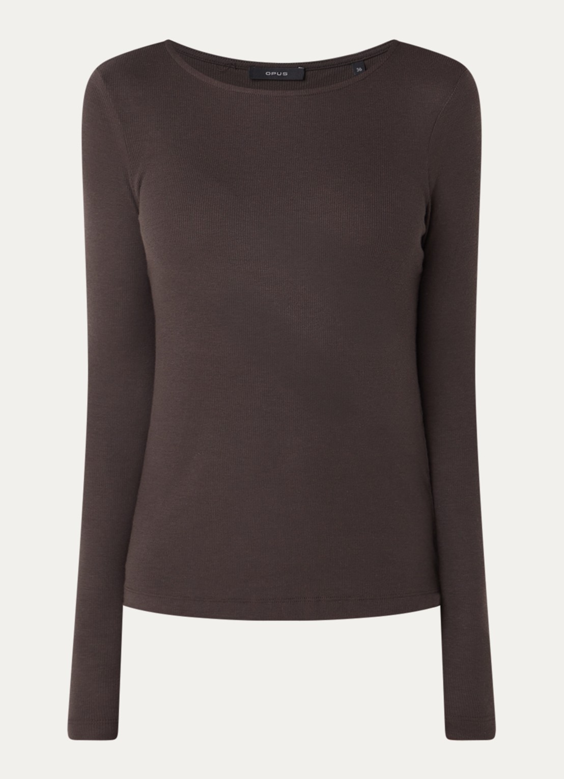 OPUS Smallo longsleeve van jersey - voorkant donkerbruin