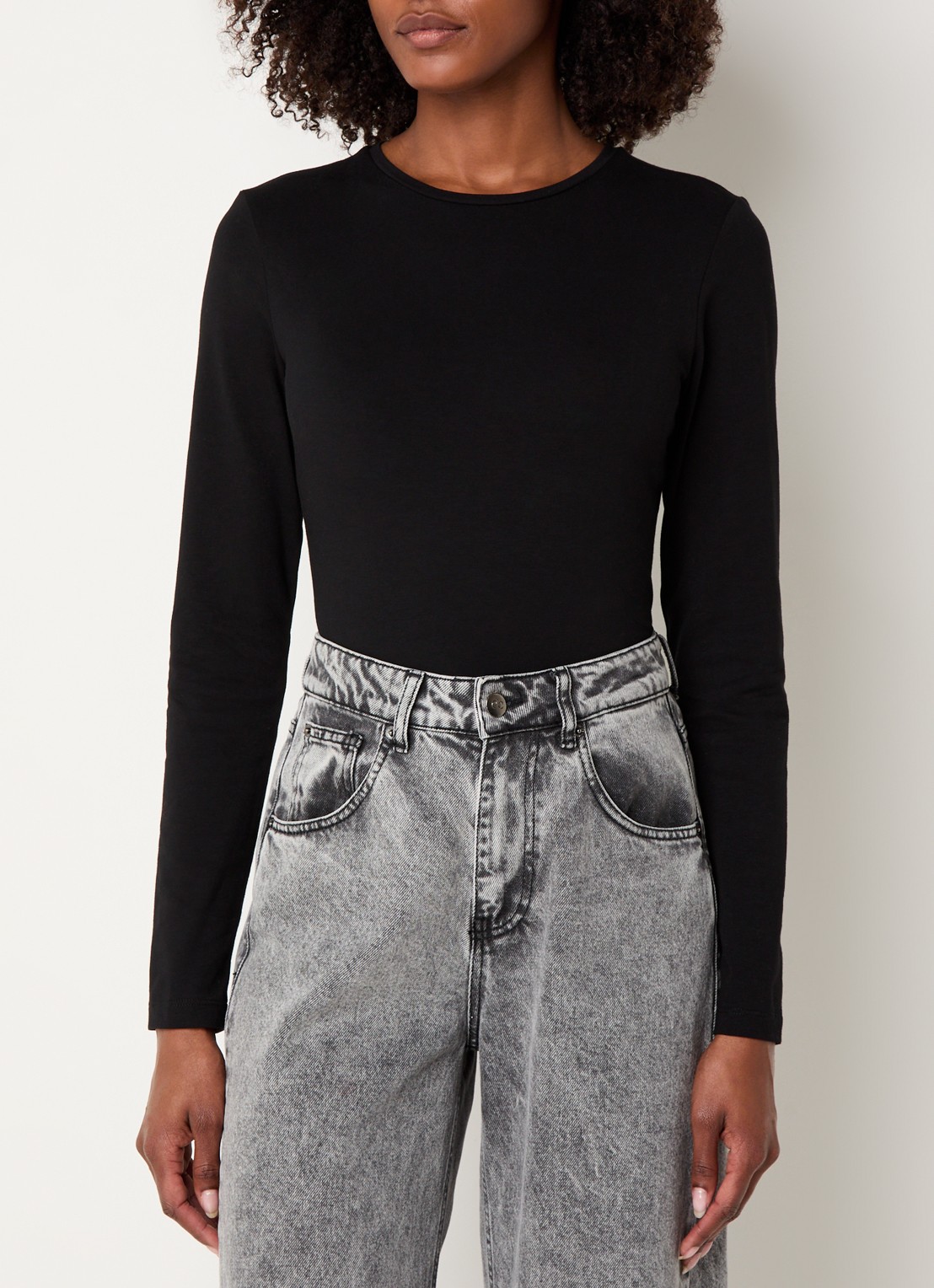 OPUS Smilla longsleeve met stretch - detail 3 zwart