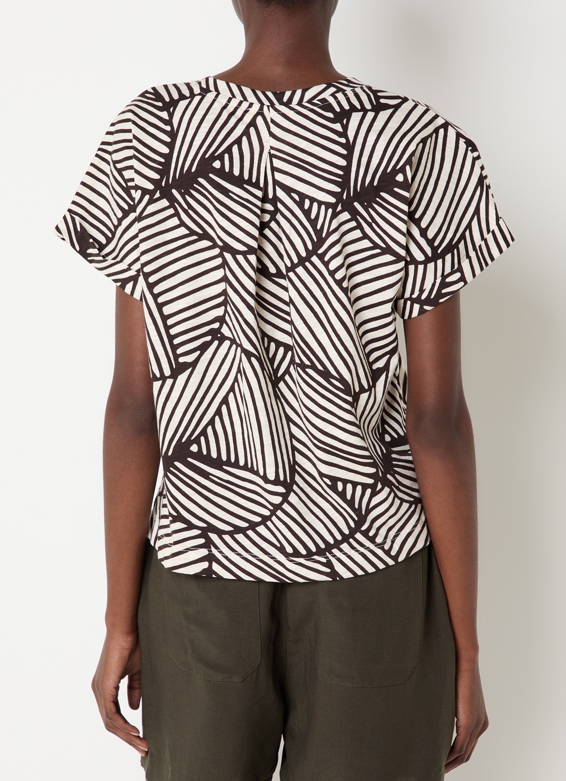 OPUS Soprinti T-shirt van jersey met print - achterkant bruin