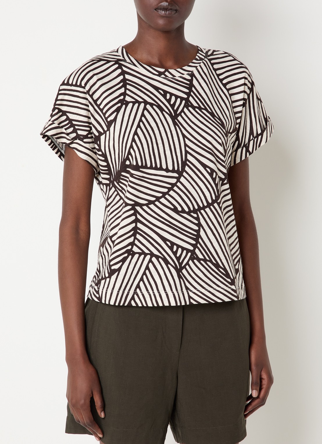 OPUS Soprinti T-shirt van jersey met print - detail 4 bruin