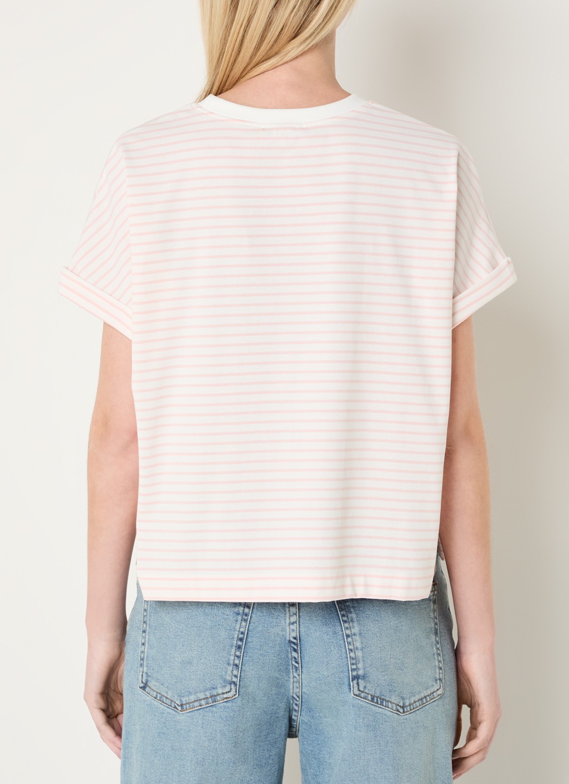 OPUS Sotel T-shirt met streepprint - achterkant 4 lichtroze
