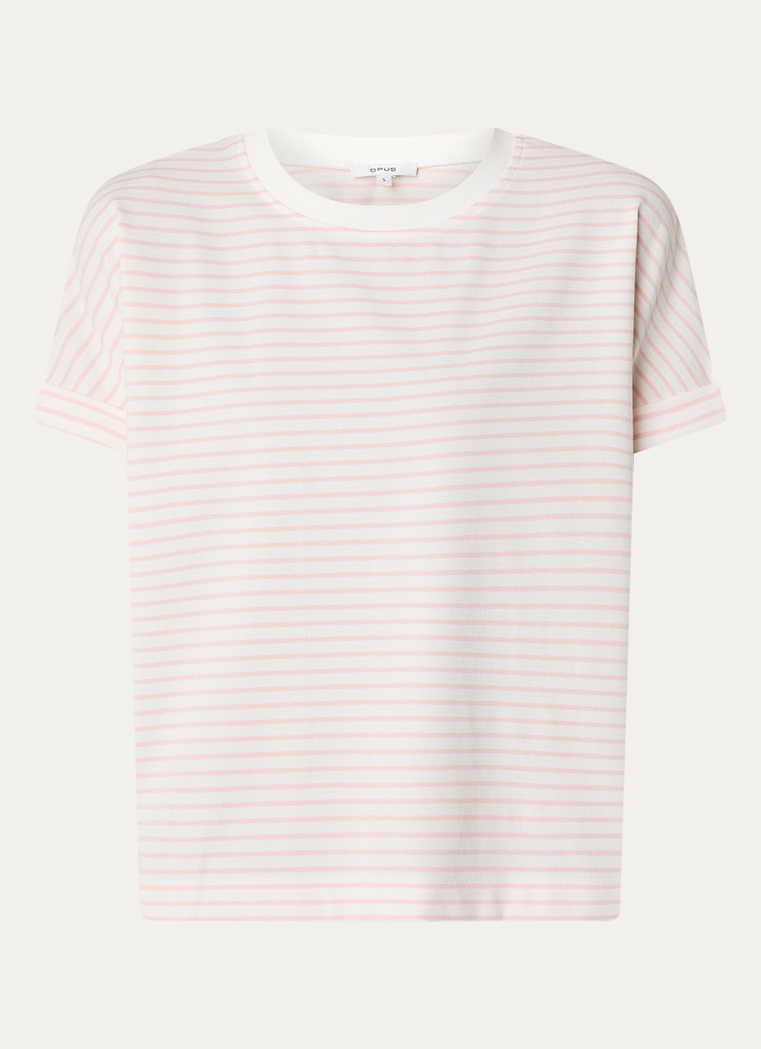 OPUS Sotel T-shirt met streepprint - voorkant lichtroze