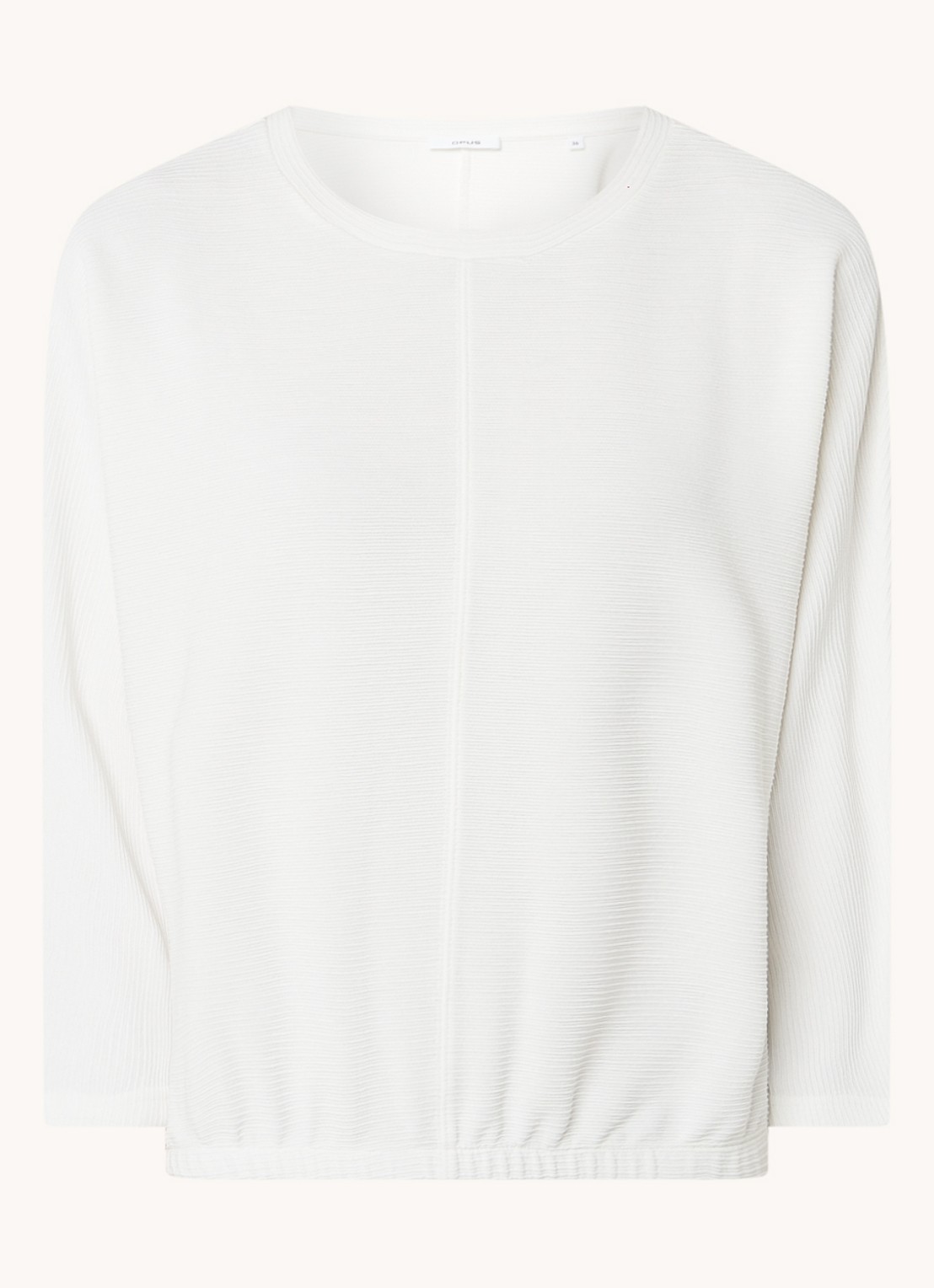 OPUS Suzzina top van jersey met ribstructuur - voorkant gebroken wit