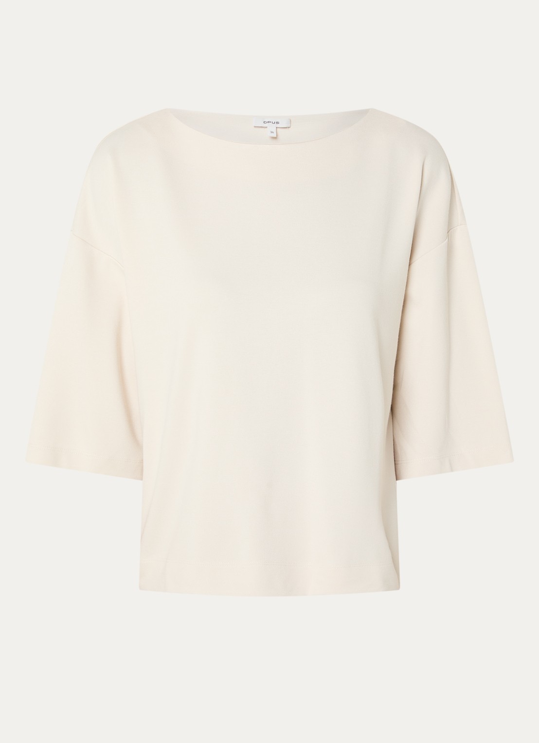 OPUS Syros top met ronde hals - voorkant beige