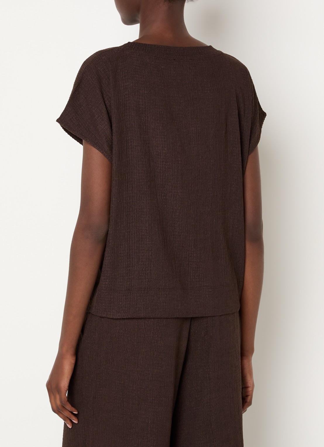 OPUS T-shirt met structuur - achterkant bruin