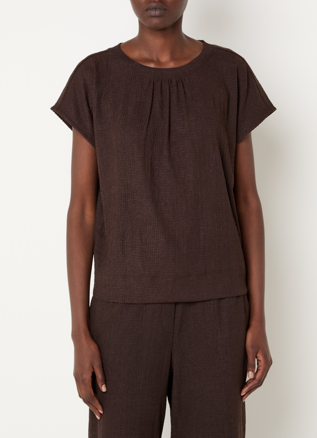 OPUS T-shirt met structuur - detail 4 bruin
