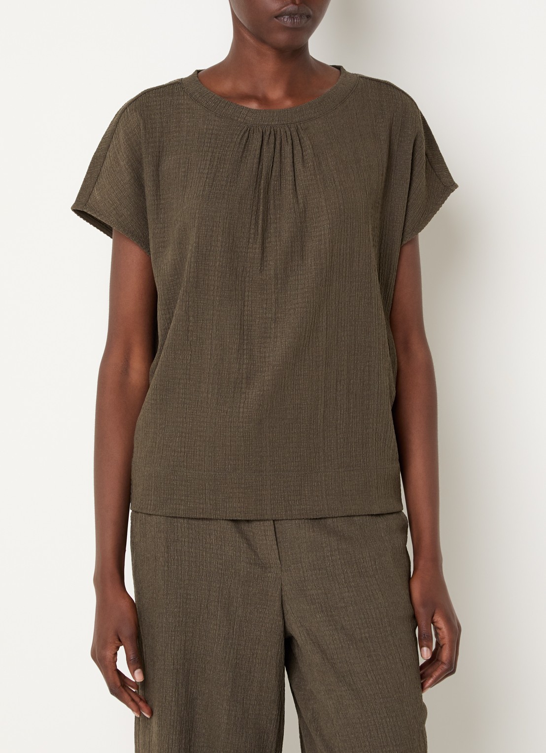 OPUS T-shirt met structuur - detail 3 groen