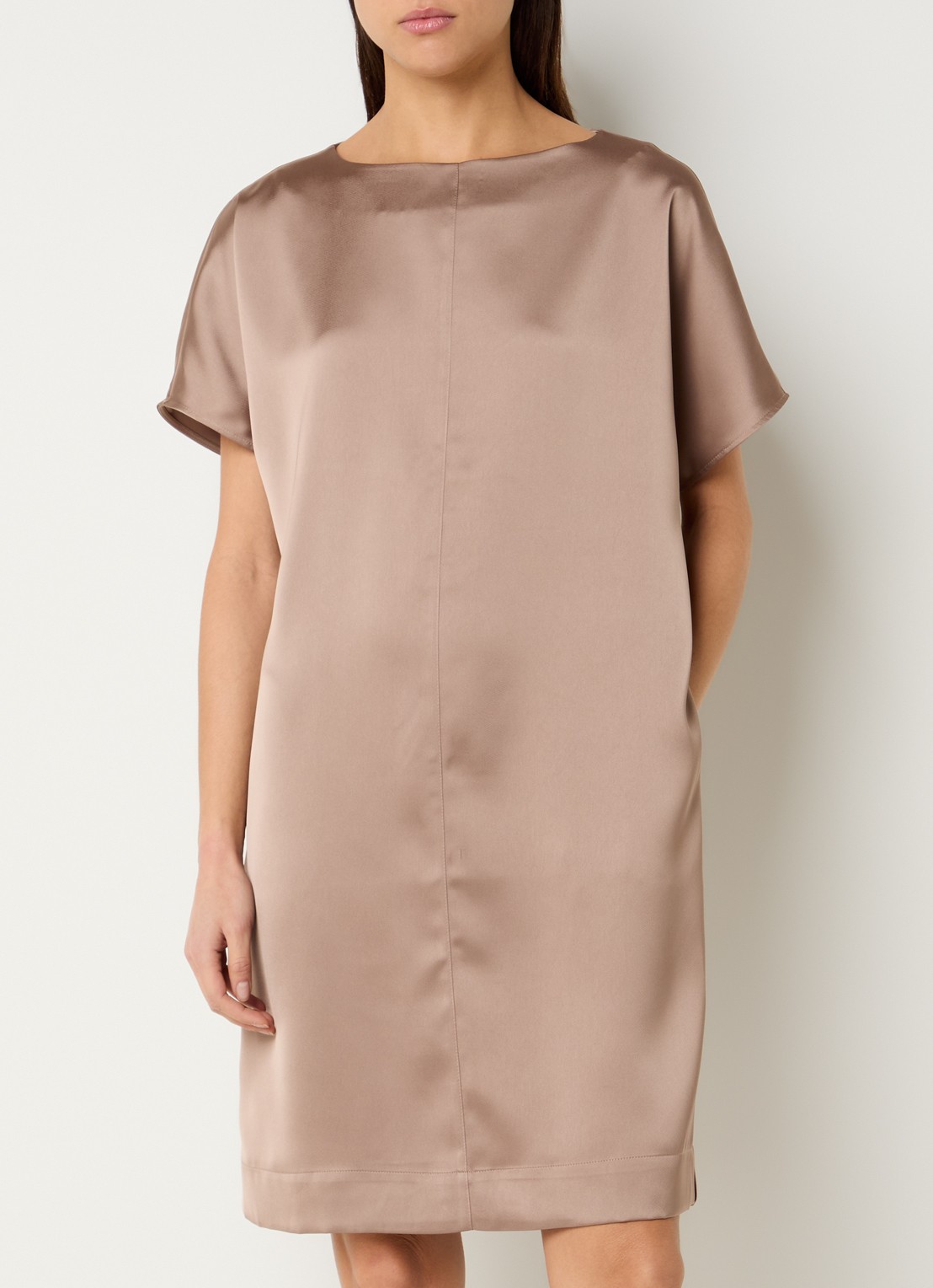 OPUS Wanell mini jurk van satijn - detail 3 beige