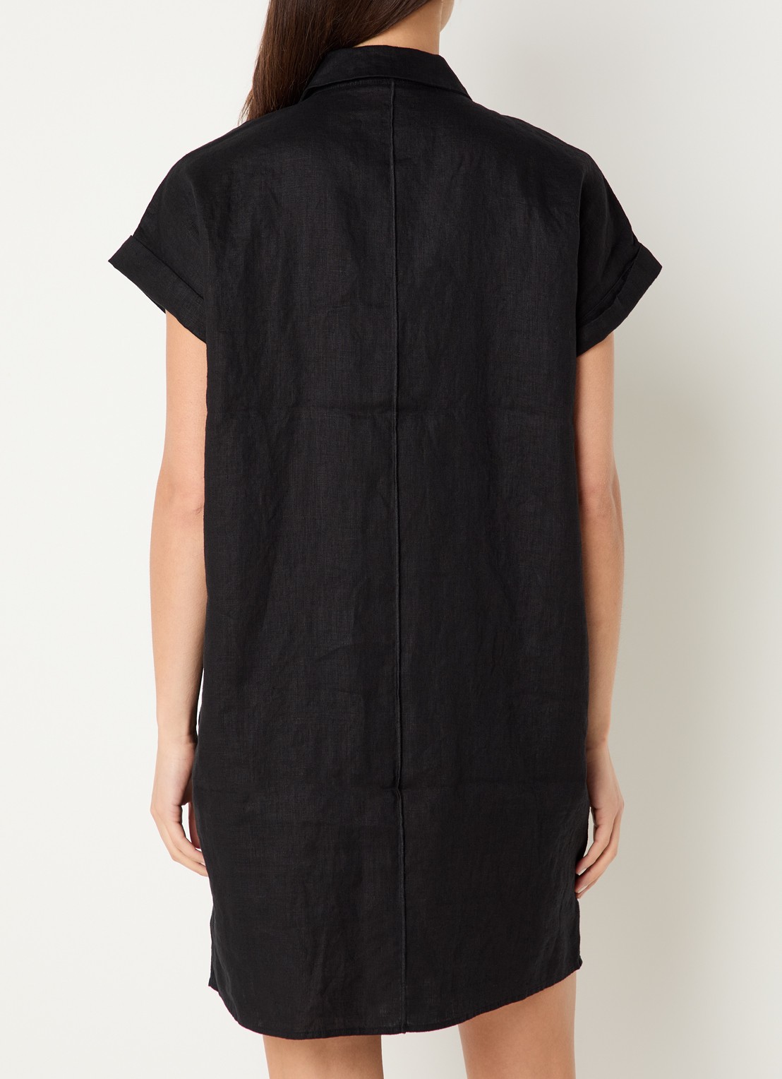 OPUS Welina mini blousejurk van linnen - achterkant zwart