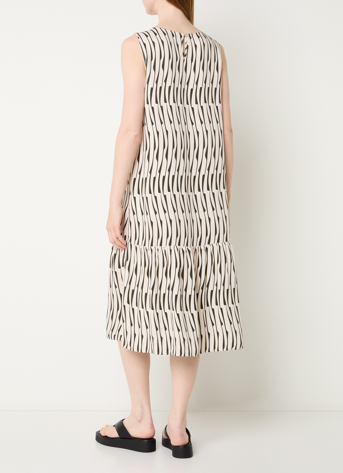OPUS Wicy midi jurk met print - achterkant 2 creme