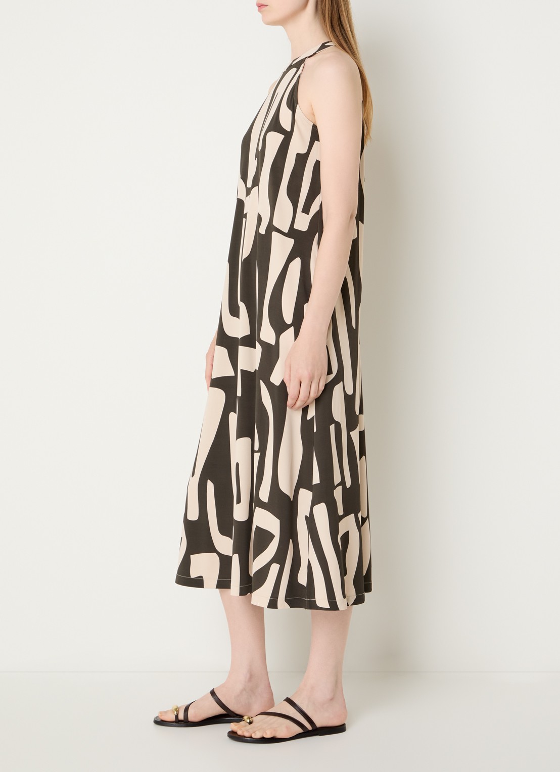 OPUS Wina Dune maxi A-lijn jurk met print - voorkant 3 groen