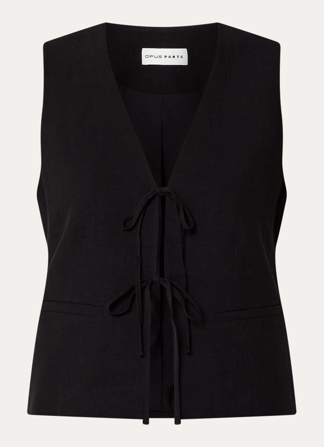 OPUS Wrina gilet in linnenblend - voorkant 2 zwart
