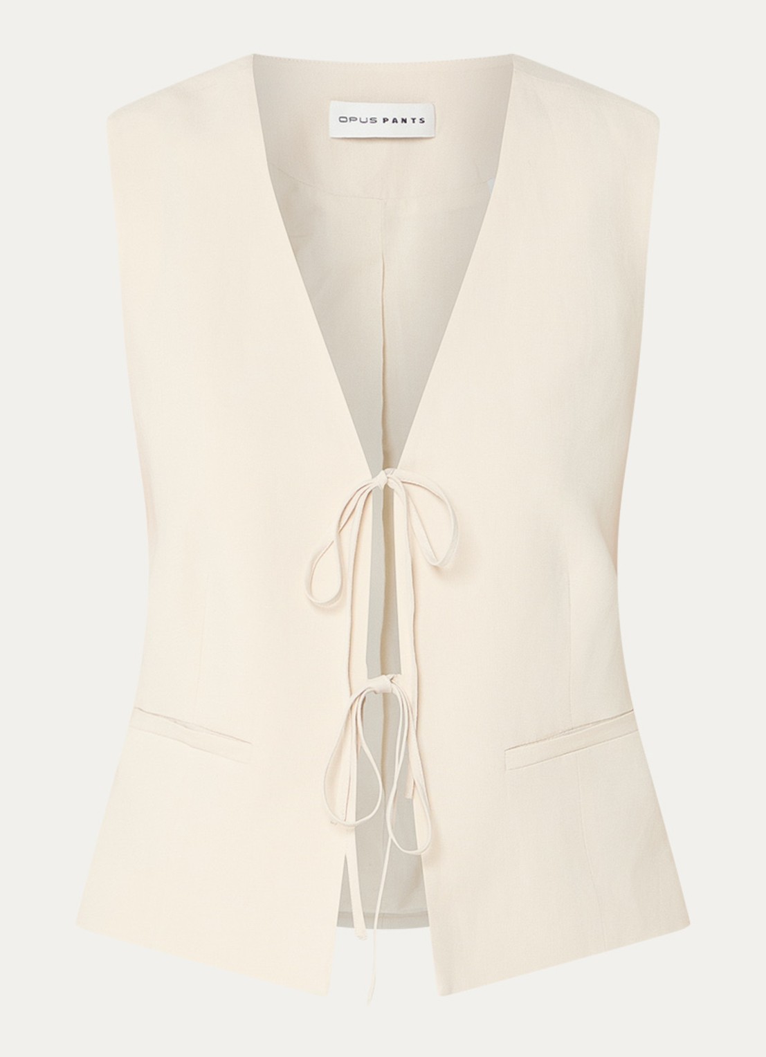 OPUS Wrina gilet in linnenblend - voorkant creme