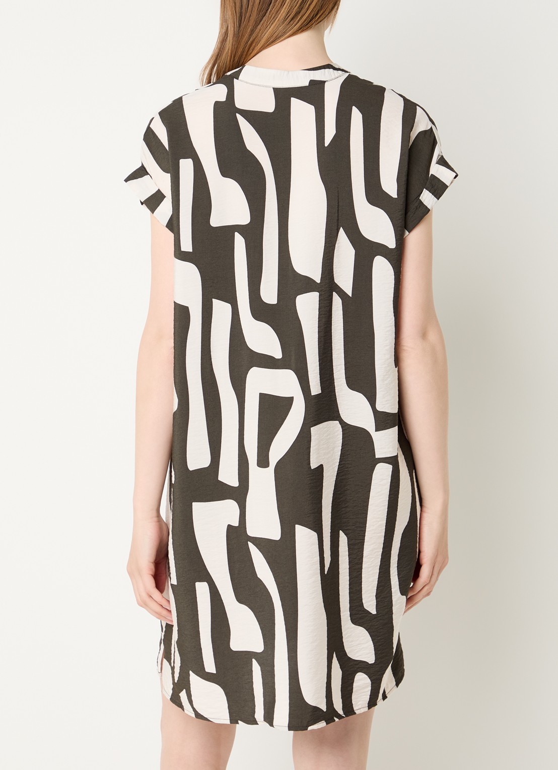 OPUS Wulana Dune mini tuniekjurk met print - achterkant 4 bronsgroen