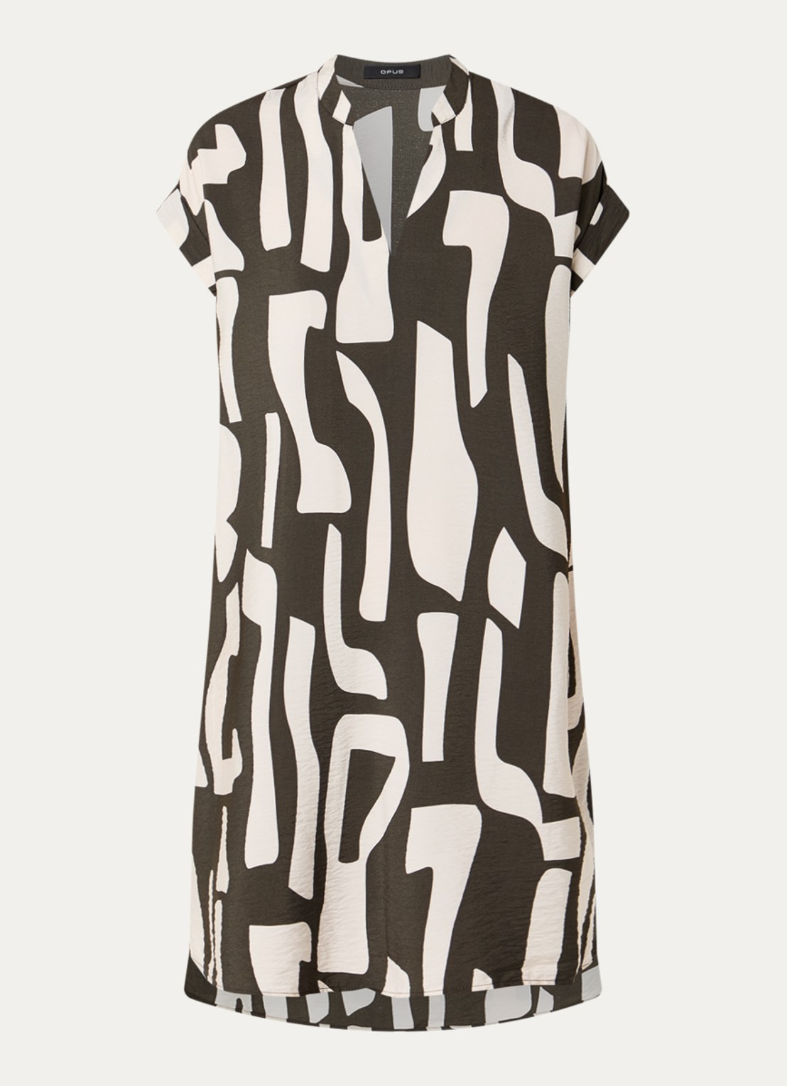 OPUS Wulana Dune mini tuniekjurk met print - voorkant 2 bronsgroen