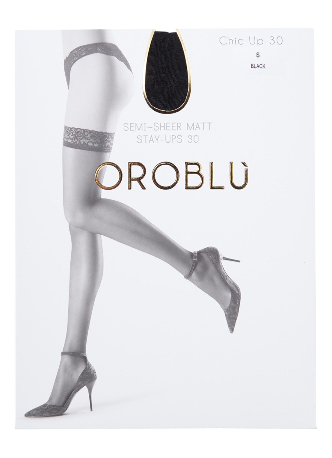 Oroblu Chic stay-ups in 30 denier - voorkant zwart