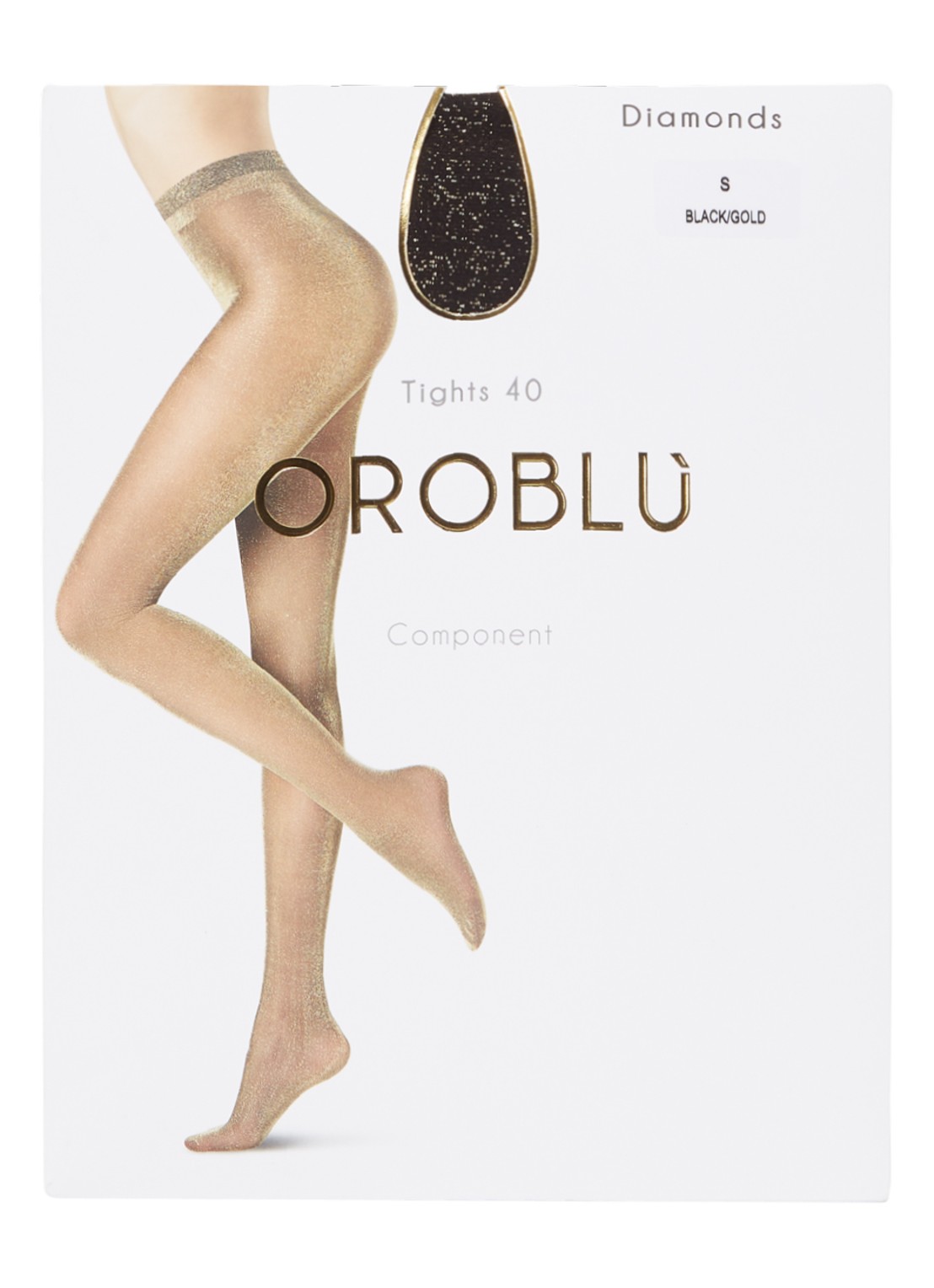 Oroblu Diamonds panty in 40 denier met glitter - voorkant goud