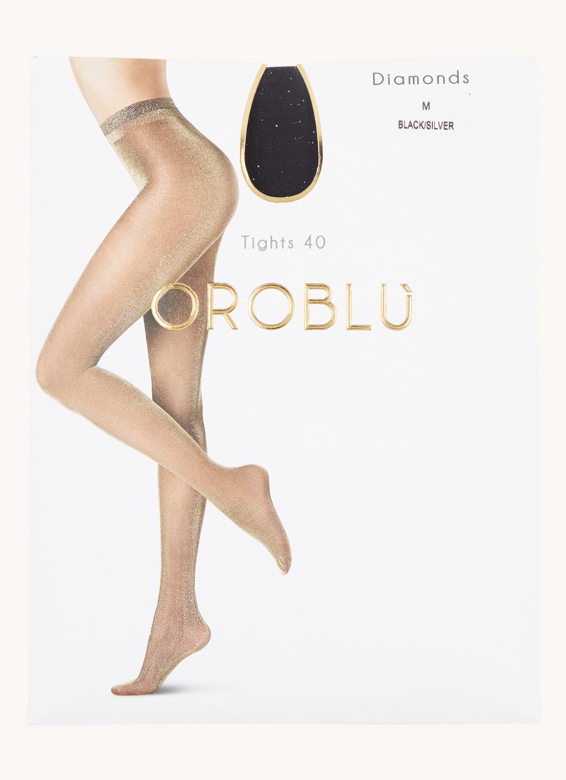 Oroblu Diamonds panty in 40 denier met glitter - voorkant 3 zilver