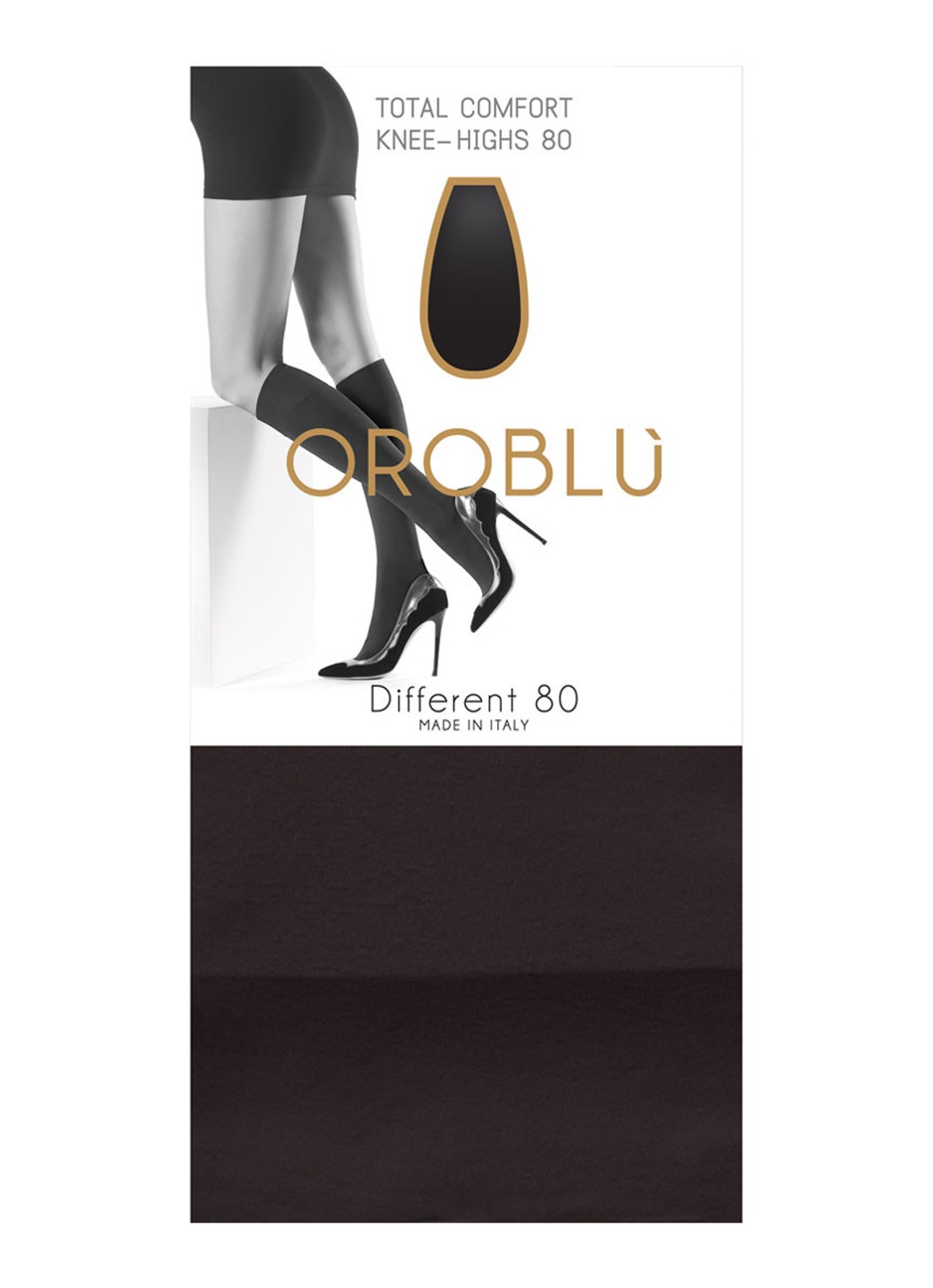 Oroblu Gambaletto Different kniekousen in 80 denier - voorkant zwart