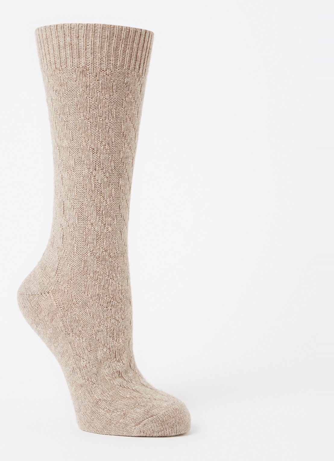 Oroblu Gwen sokken in kasjmierblend - voorkant 2 beige