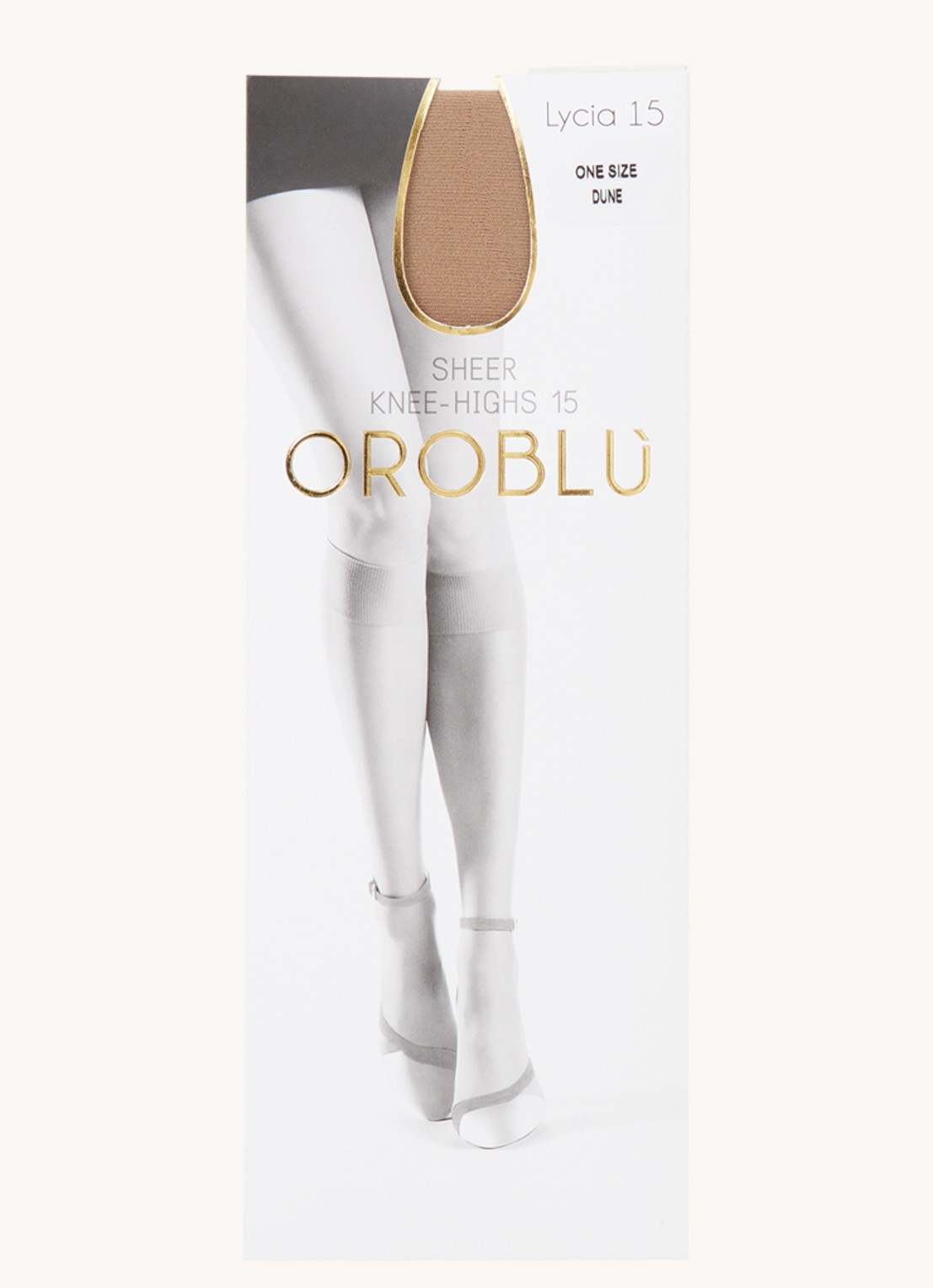 Oroblu Lycia kniekousen in 15 denier  - voorkant 2 beige