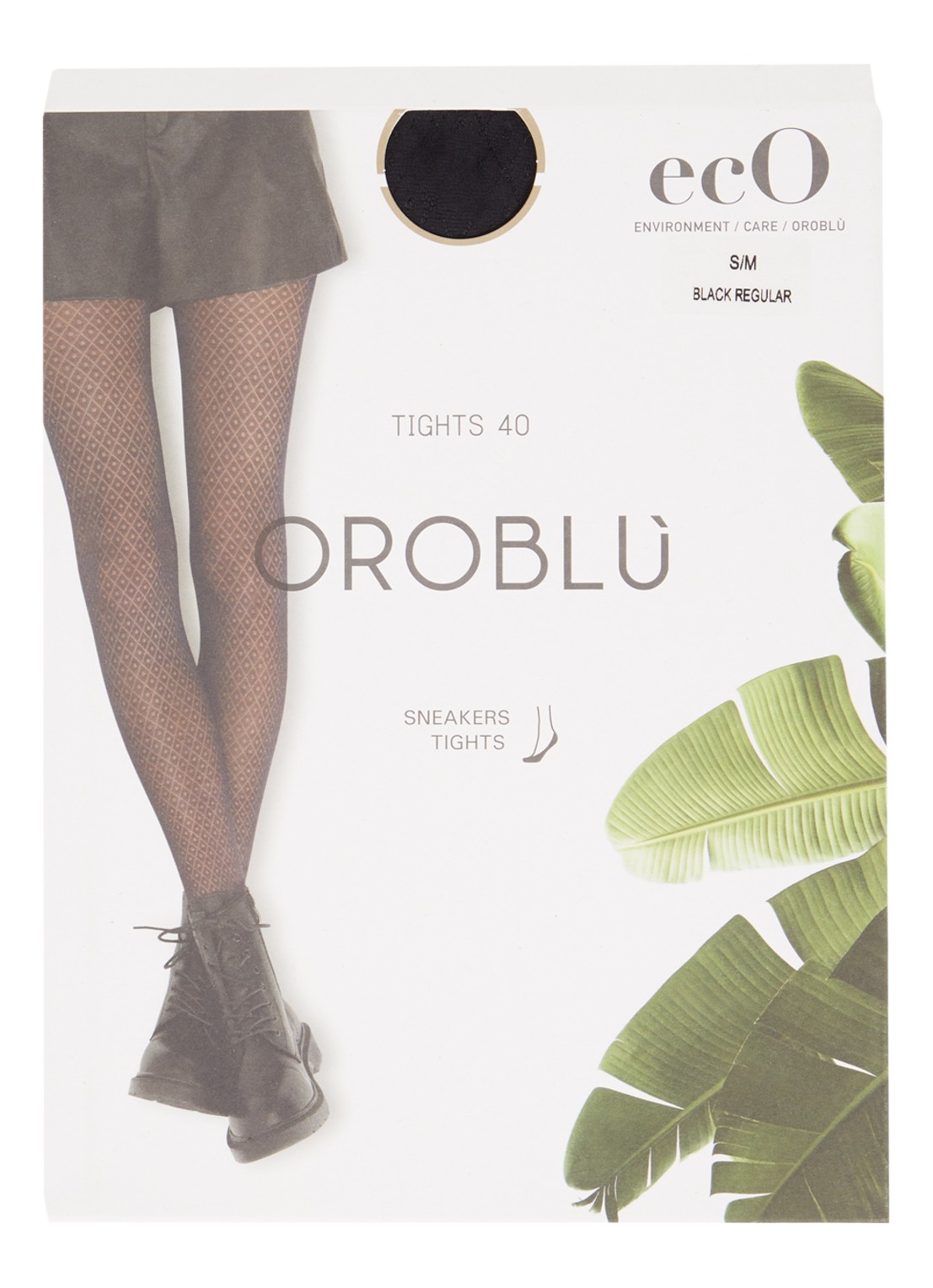 Oroblu  panty in 40 denier met ruitdessin - voorkant diepzwart