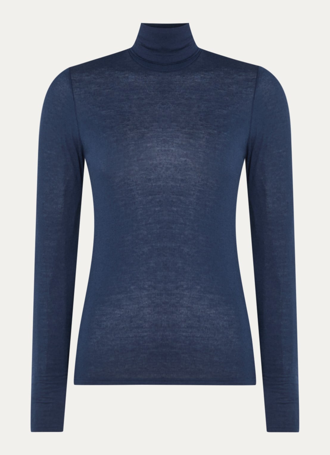 Oroblu Perfect Line Cashmere longsleeve in kasjmierblend met col - voorkant blauw