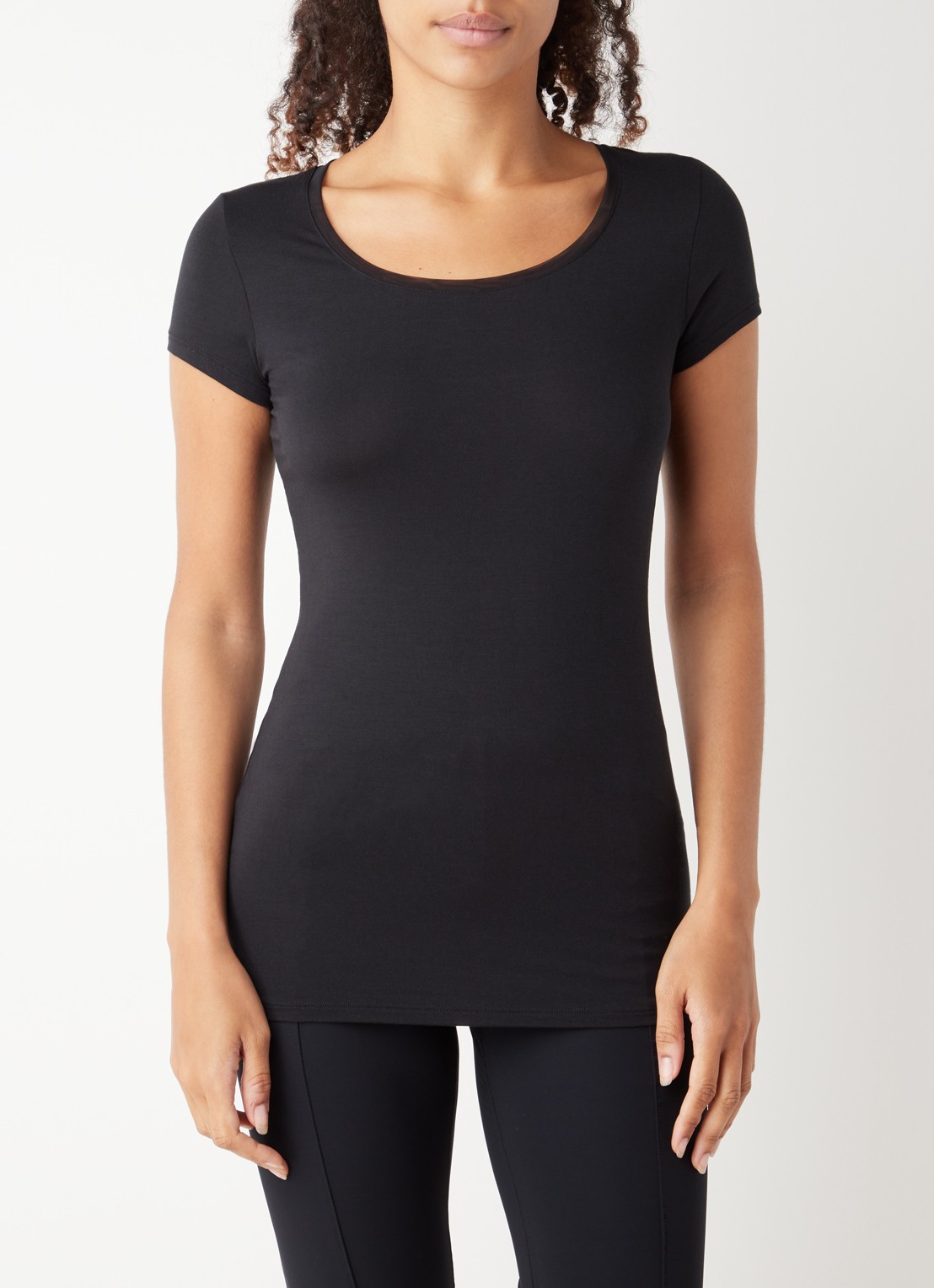 Oroblu Perfect Line T-shirt met ronde hals - detail 4 zwart