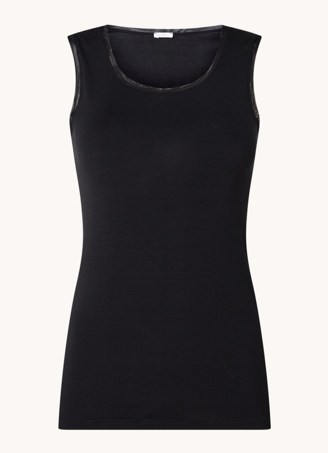 Oroblu Perfect Line tanktop met ronde hals en stretch - voorkant zwart