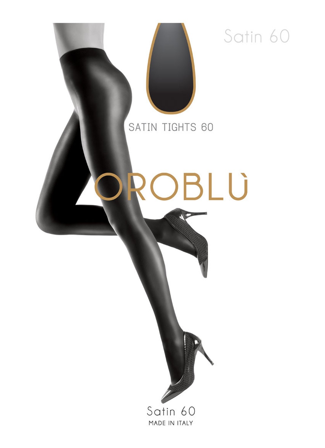 Oroblu Satin panty in 60 denier - voorkant zwart
