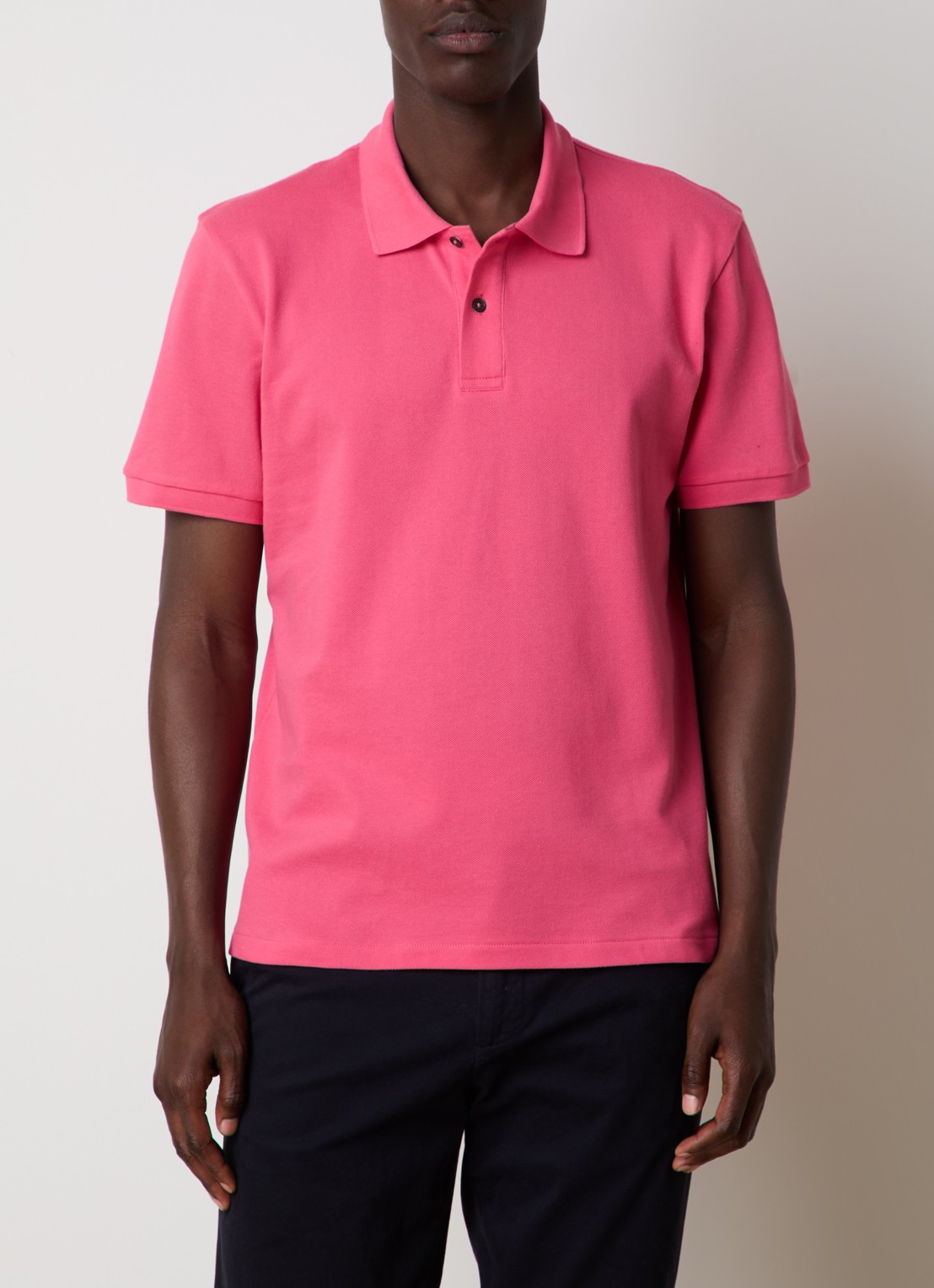 Oscar Jacobson Alex regular fit polo van piqué katoen - detail 4 koraalroze