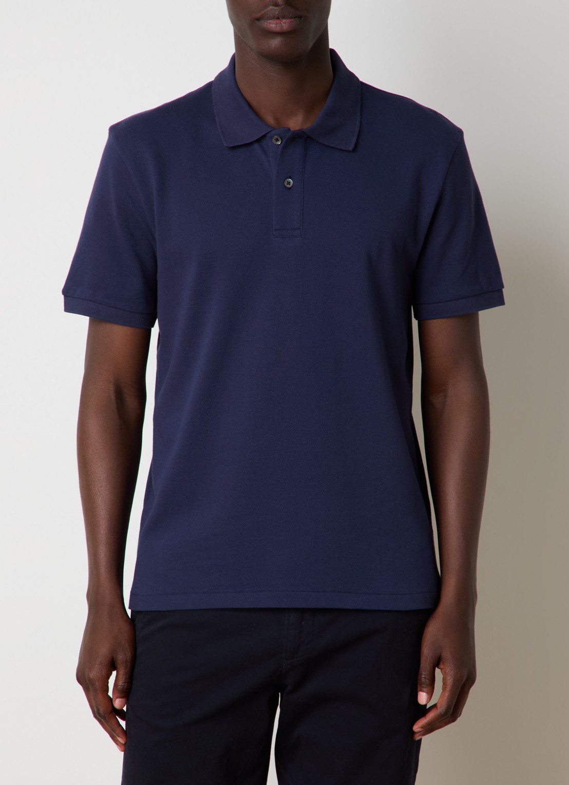 Oscar Jacobson Alex regular fit polo van piqué katoen - detail 4 donkerblauw