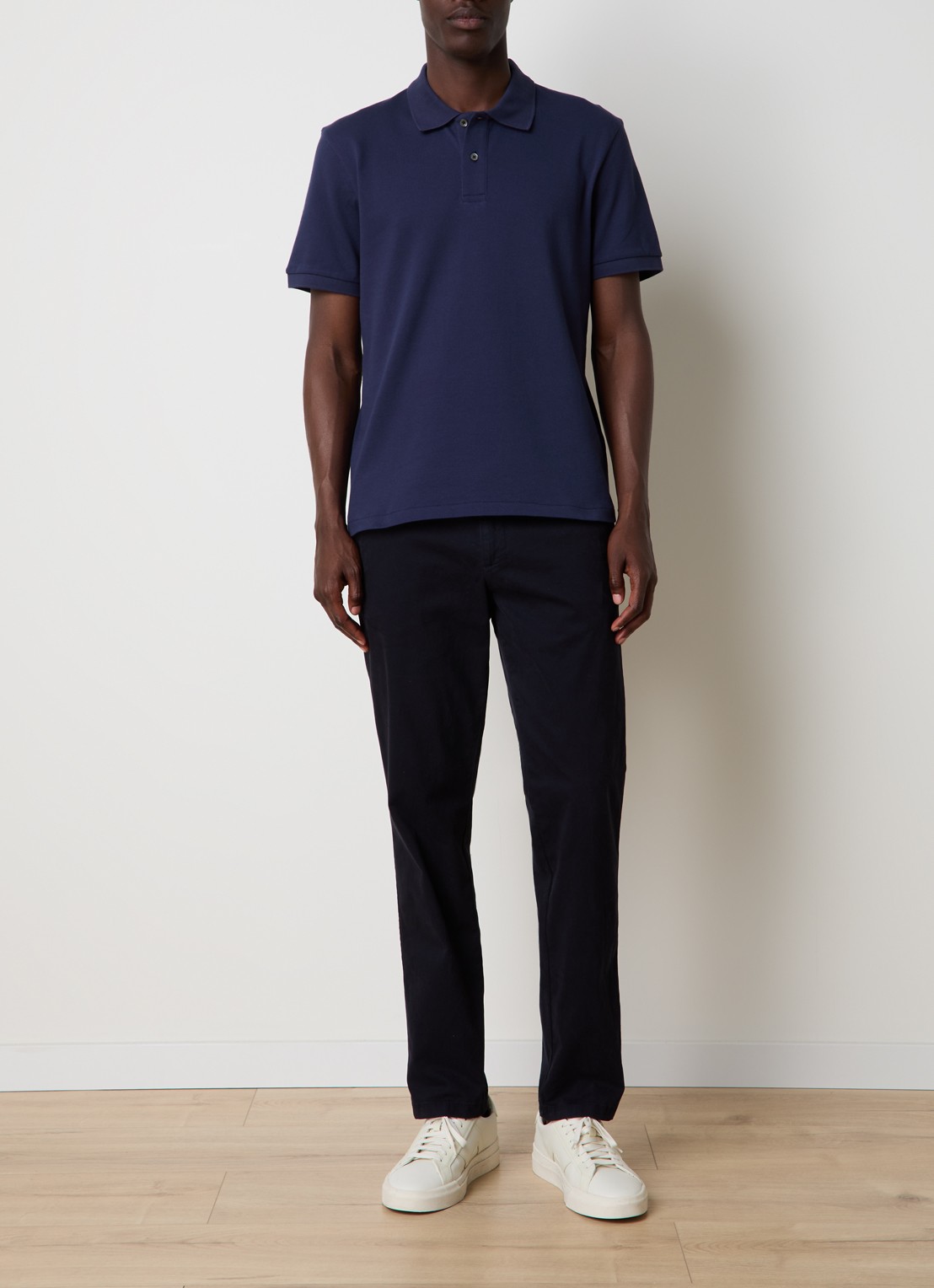 Oscar Jacobson Alex regular fit polo van piqué katoen - voorkant 2 donkerblauw