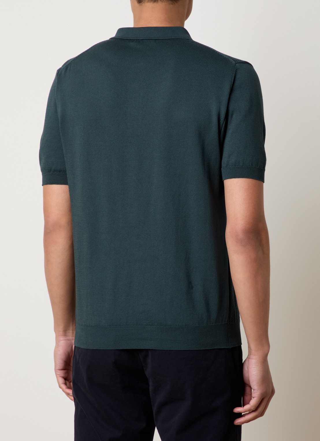 Oscar Jacobson Barto regular fit polo met ingebreid patroon - achterkant donkergroen
