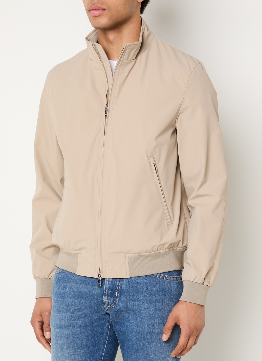 Oscar Jacobson Bomberjack met ritszakken - detail beige