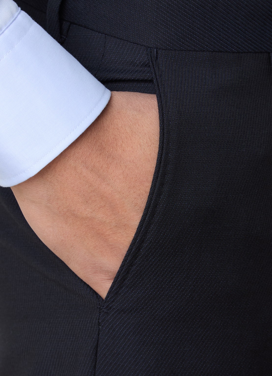 Oscar Jacobson Dandy slim fit pantalon van wol met steekzakken - detail 7 donkerblauw