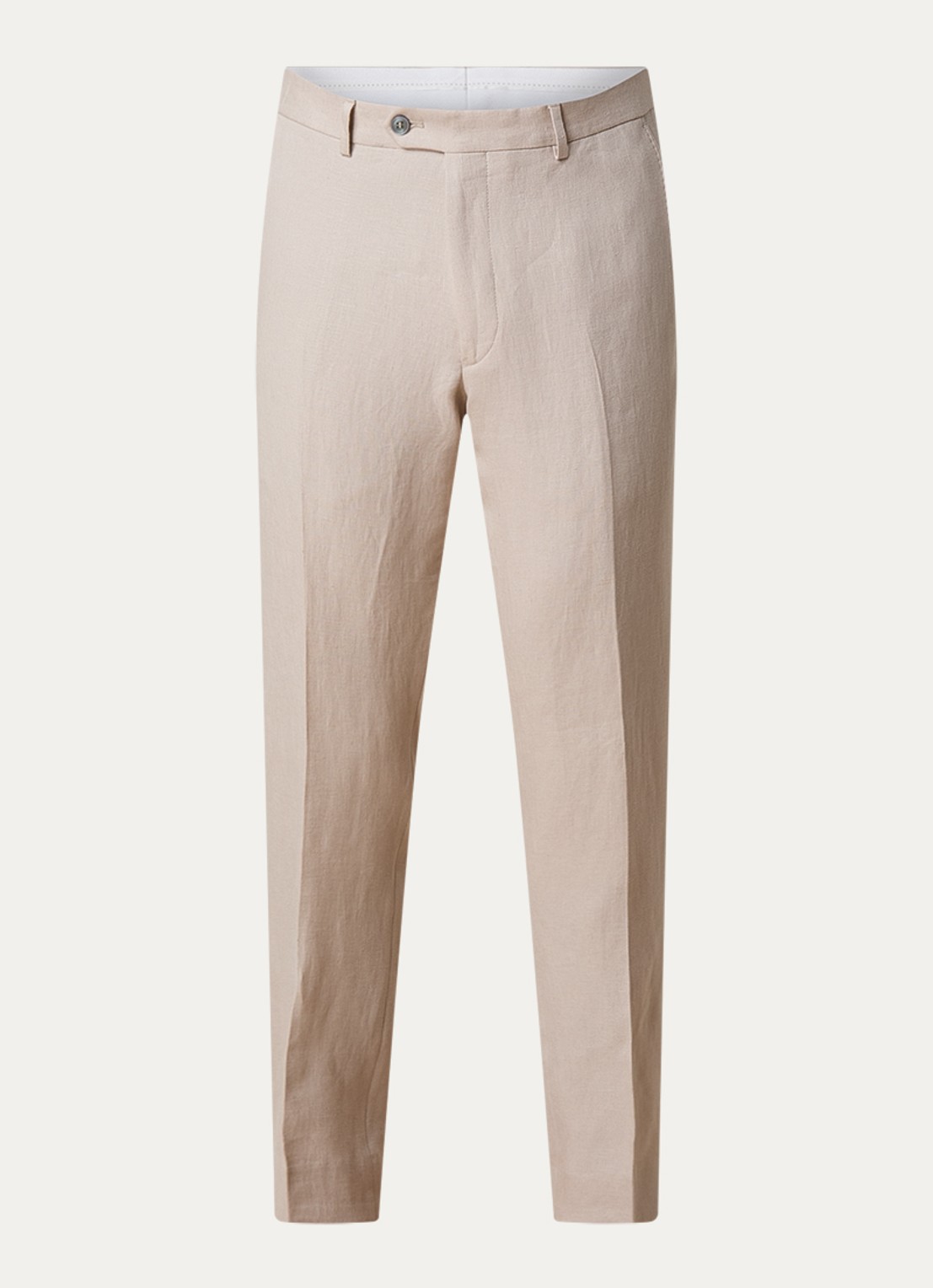 Oscar Jacobson Dandy straight fit pantalon van linnen - voorkant 5 beige