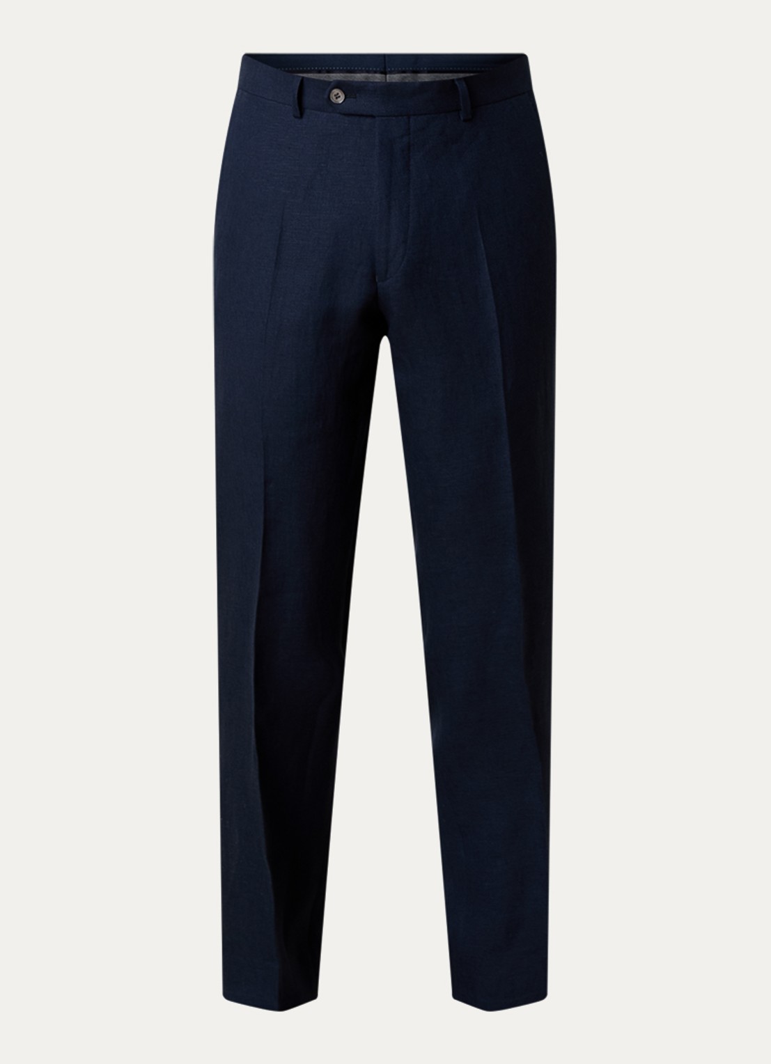 Oscar Jacobson Dandy straight fit pantalon van linnen - voorkant 5 donkerblauw