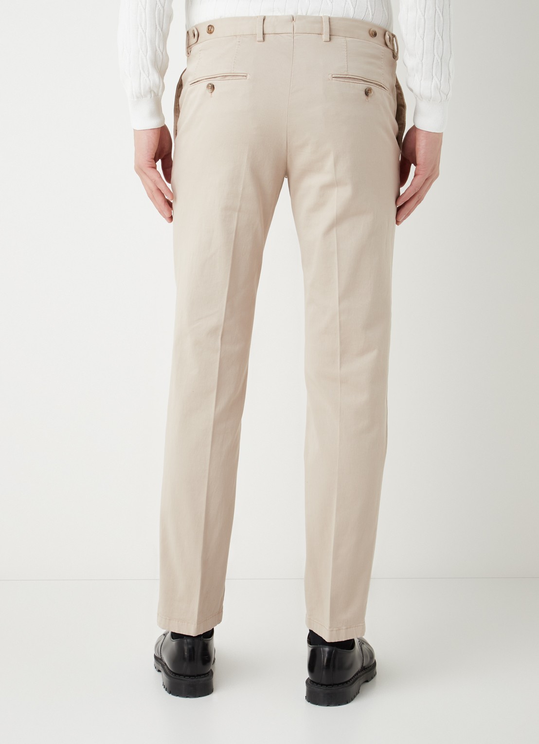 Oscar Jacobson Danwick straight fit chino met stretch  - achterkant beige