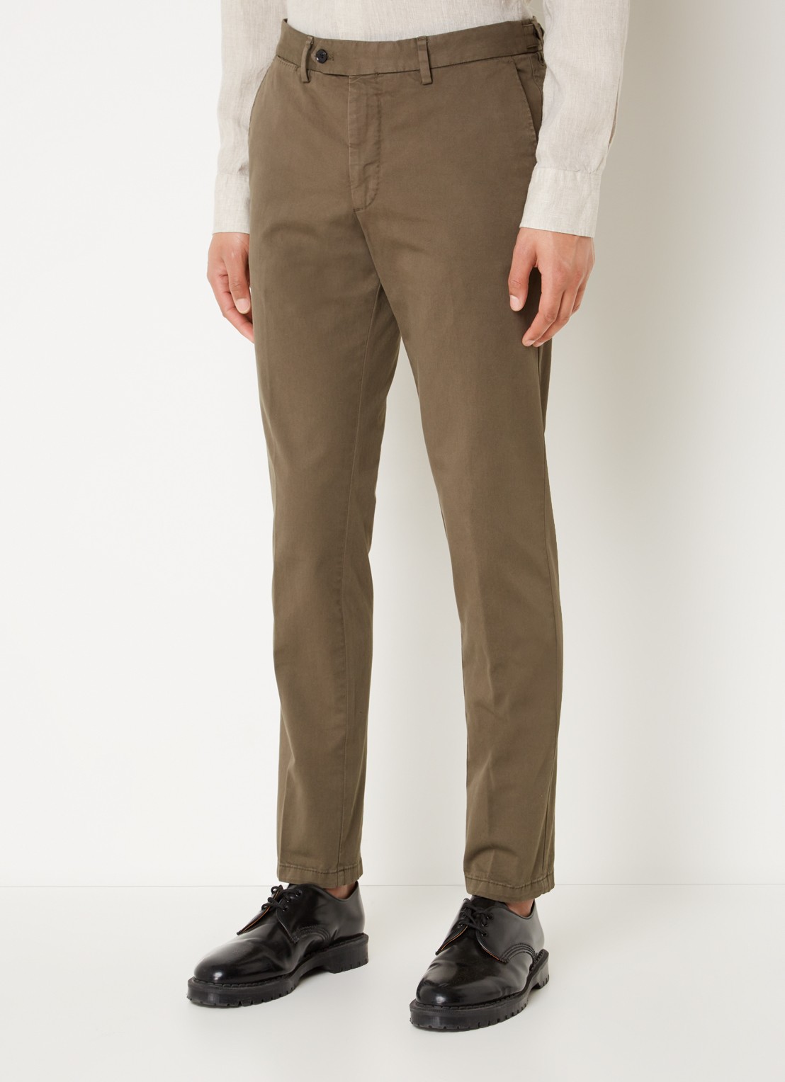 Oscar Jacobson Danwick straight fit chino met stretch  - detail 4 olijfgroen