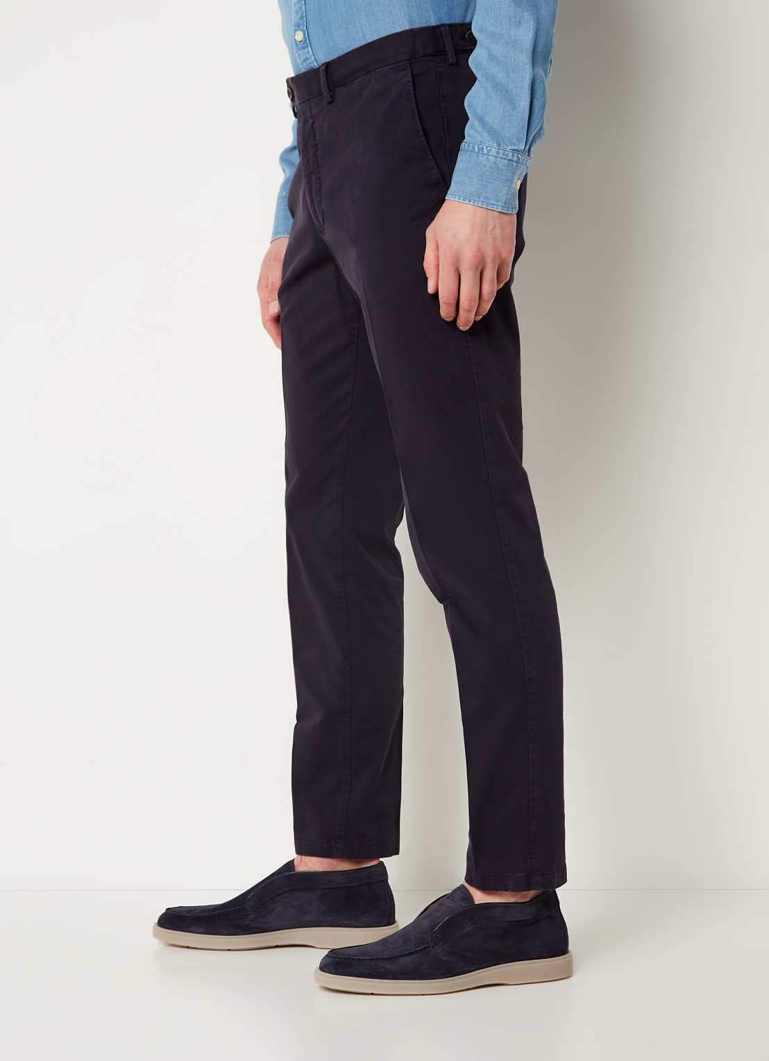 Oscar Jacobson Danwick straight fit chino met stretch  - detail 2 donkerblauw