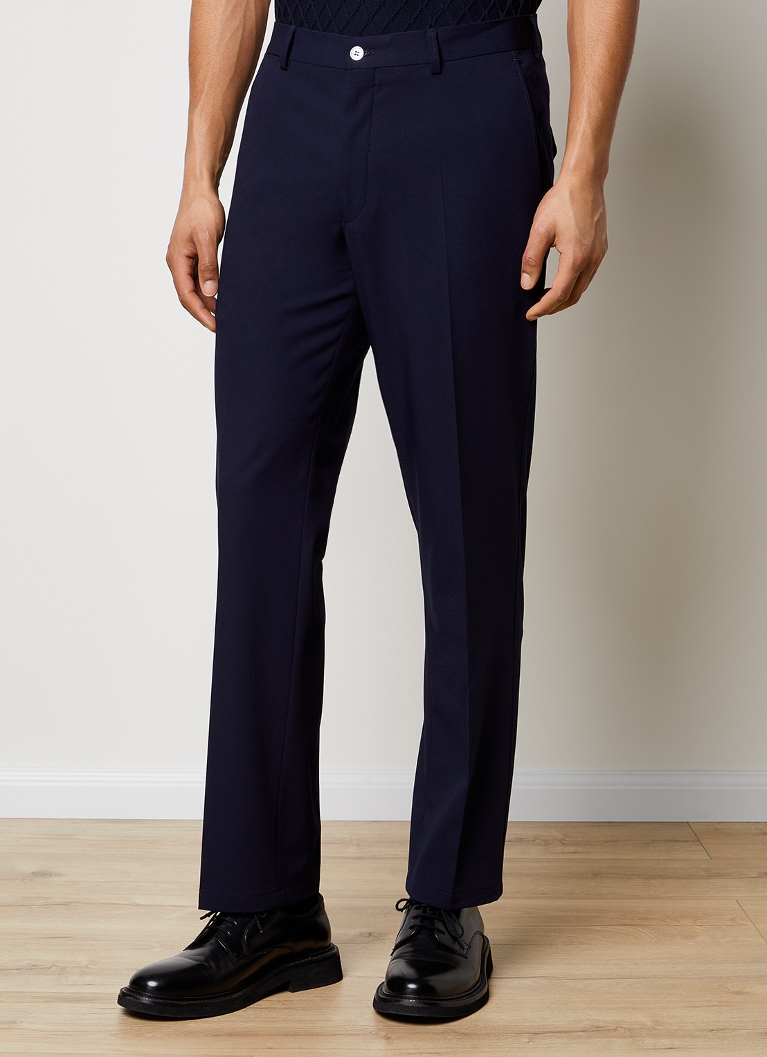 Oscar Jacobson Decker straight fit pantalon met steekzakken - detail donkerblauw