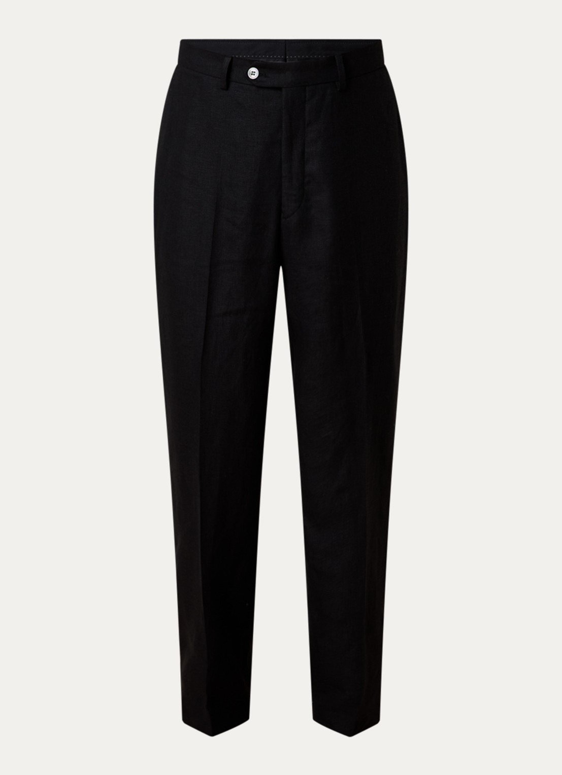 Oscar Jacobson Del S loose fit pantalon van linnen met steekzakken - voorkant 5 zwart