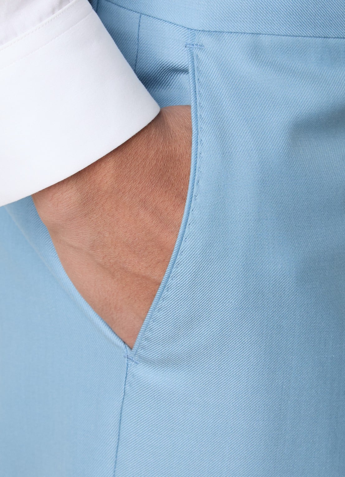 Oscar Jacobson Del straight fit pantalon van wol met steekzakken - detail 6 lichtblauw