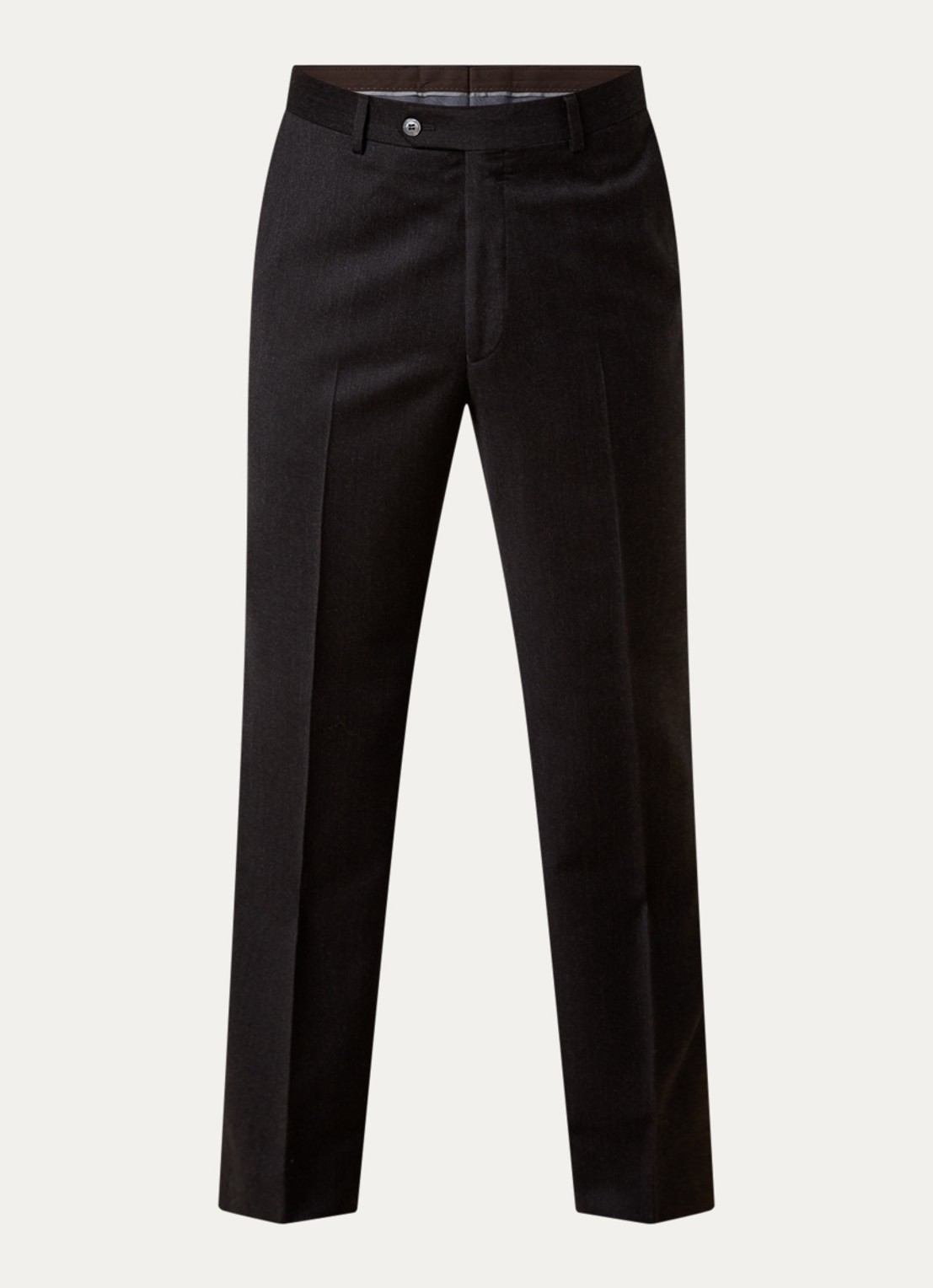 Oscar Jacobson Del straight fit pantalon van wol - voorkant 2 donkerbruin