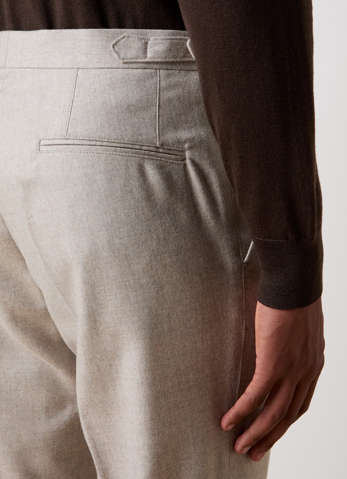 Oscar Jacobson Delon Evo straight fit pantalon van wol met steekzakken - detail 4 zand