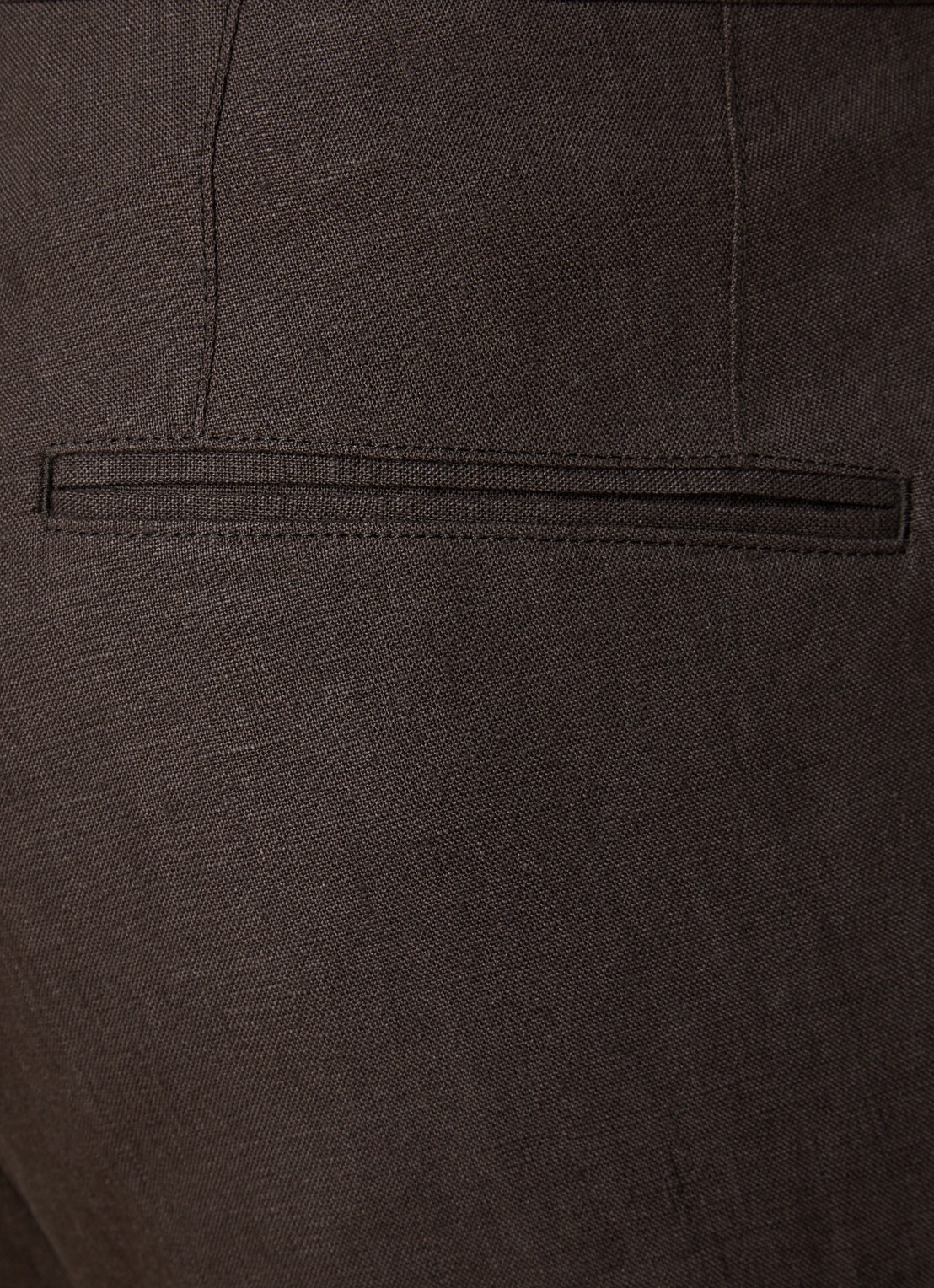 Oscar Jacobson Delon straight fit pantalon van linnen met steekzakken - detail 3 donkerbruin