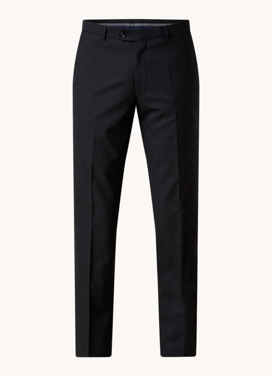 Oscar Jacobson Denz slim fit pantalon van wol met steekzakken - voorkant 2 donkergrijs